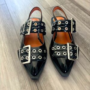 BLACK PATENT Slingback Flats